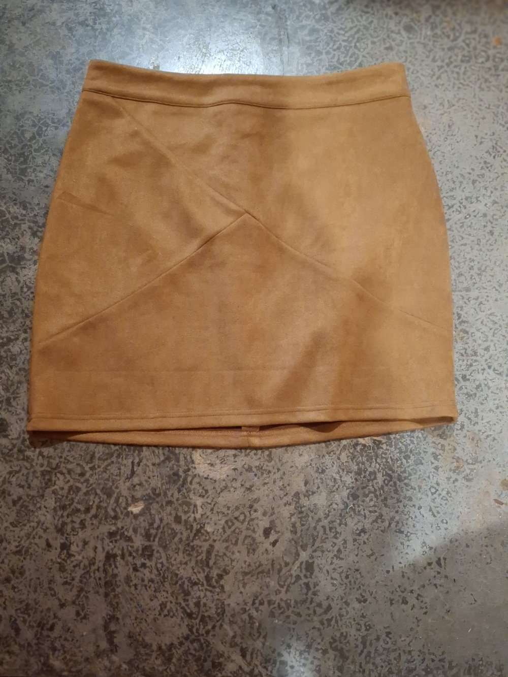 Suede-Effect Mini Skirt in Camel